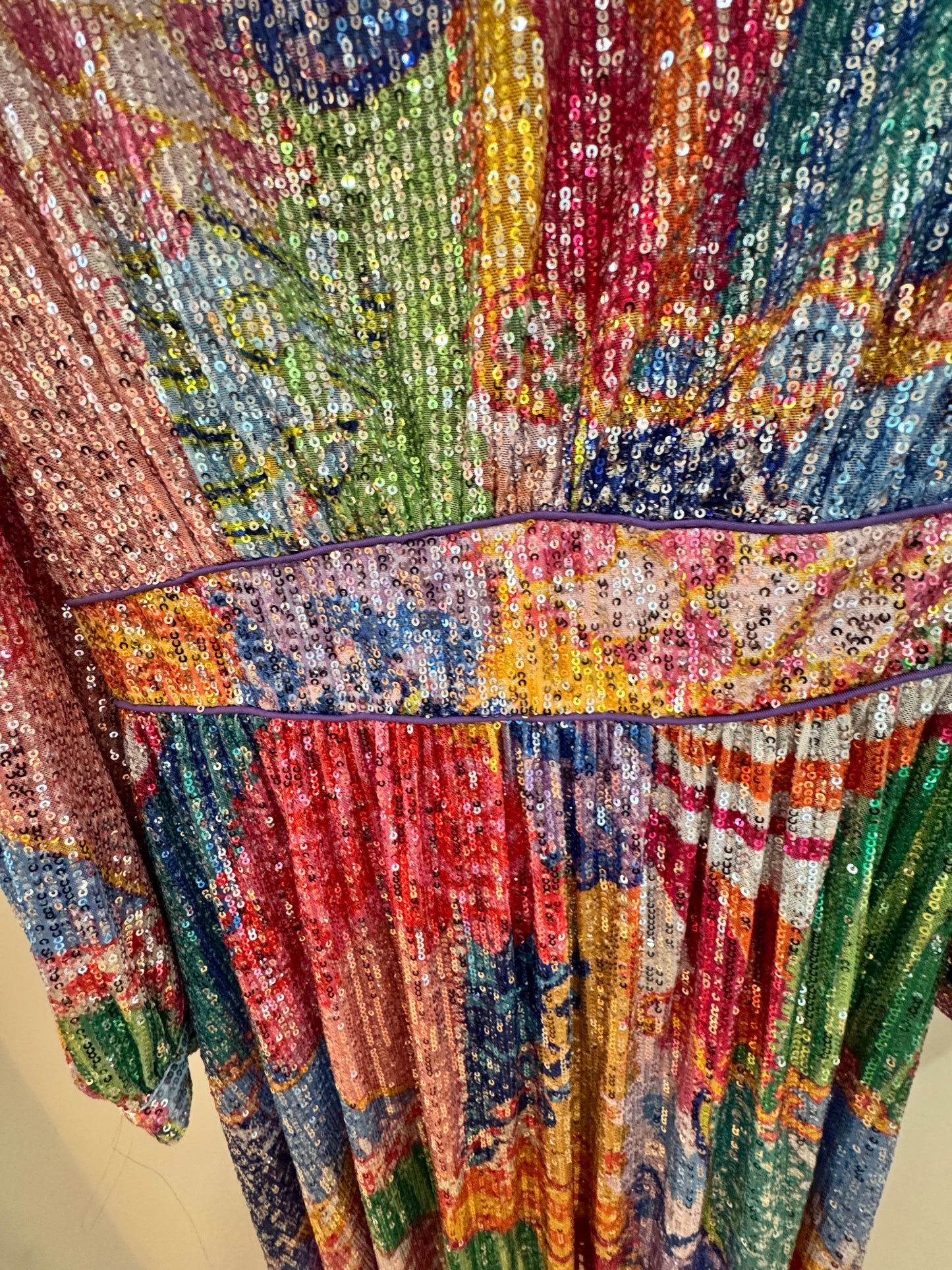 Celia B Sequin Maxi Dress – Vibrant Multicolor Sparkle Gown, Size Large