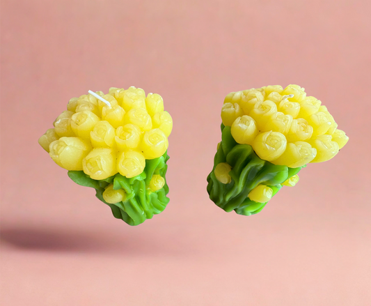 Pair of Hand-Carved Yellow Tulip Candles