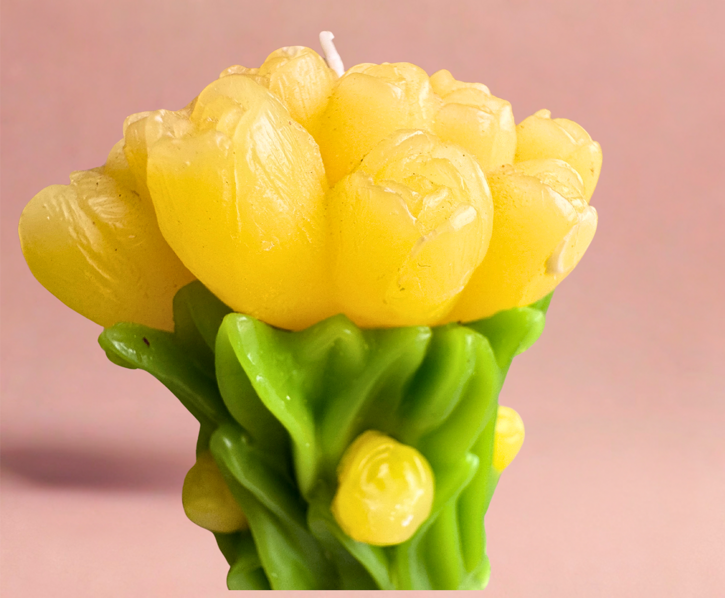 Pair of Hand-Carved Yellow Tulip Candles