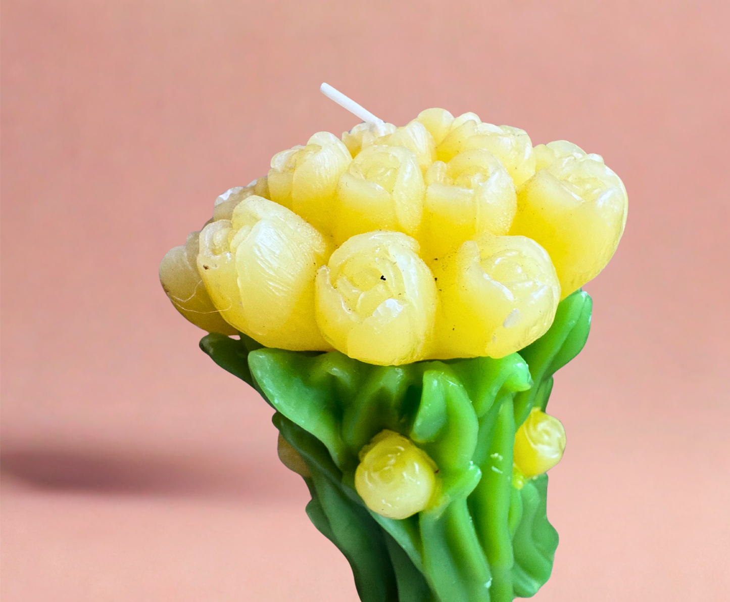 Pair of Hand-Carved Yellow Tulip Candles