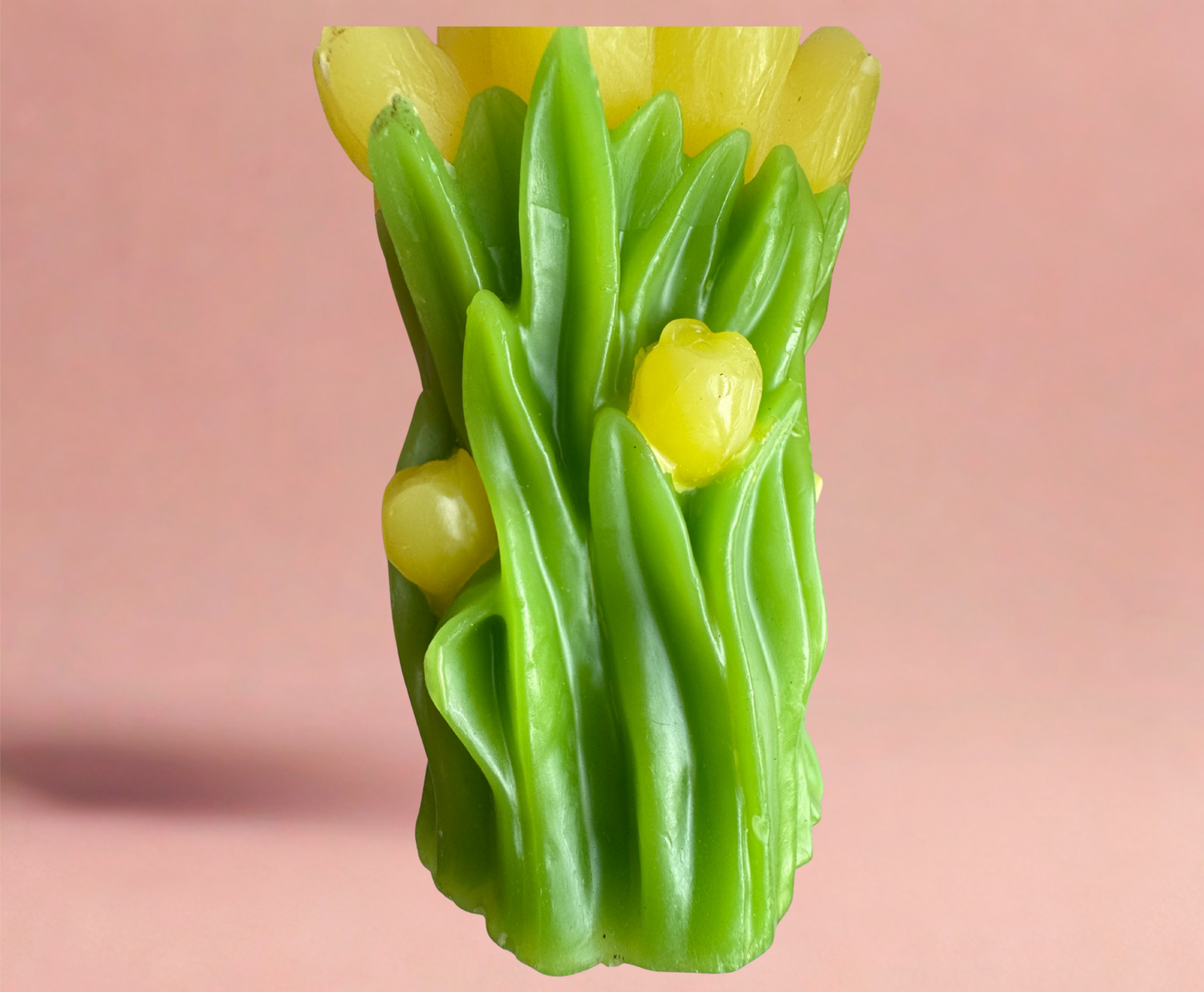 Pair of Hand-Carved Yellow Tulip Candles