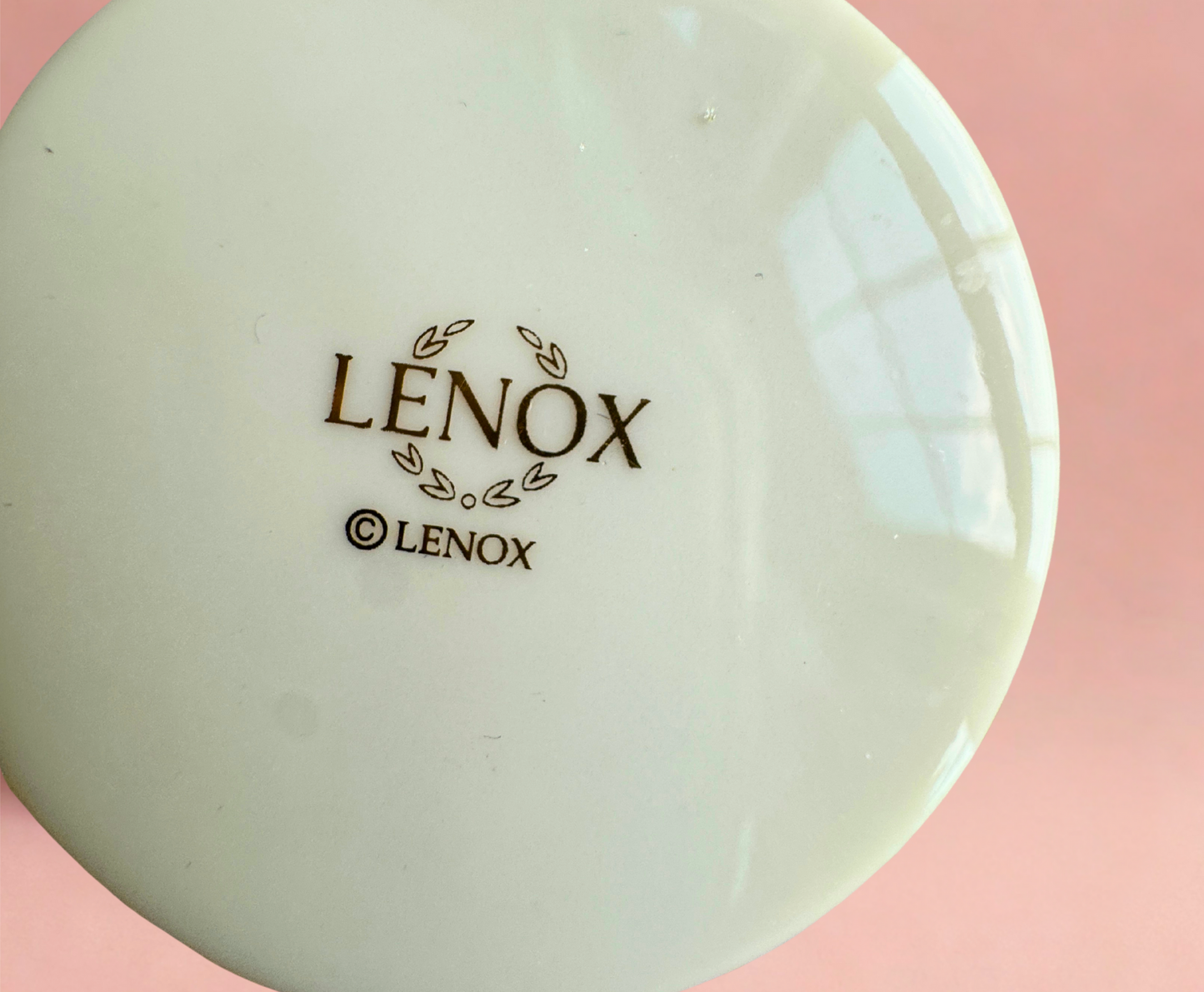 Vintage Lenox Porcelain Trinket Box – Floral Ribbon Design with Gilded Brass Frame