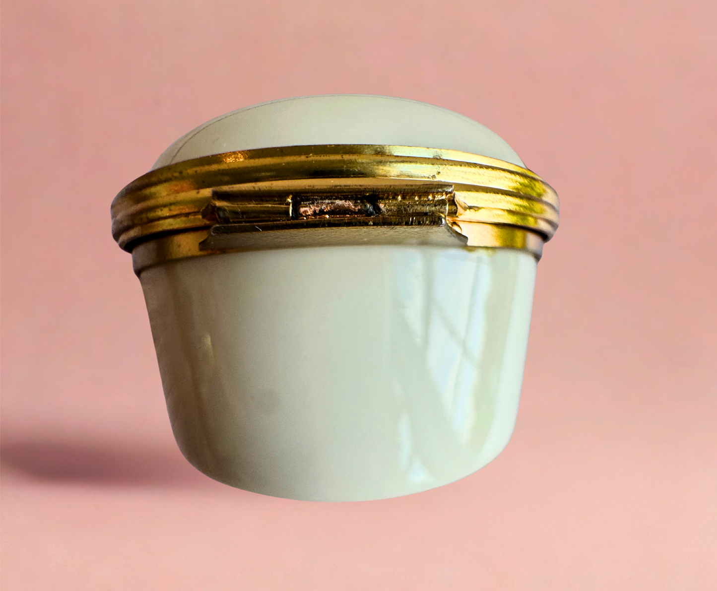 Vintage Lenox Porcelain Trinket Box – Floral Ribbon Design with Gilded Brass Frame