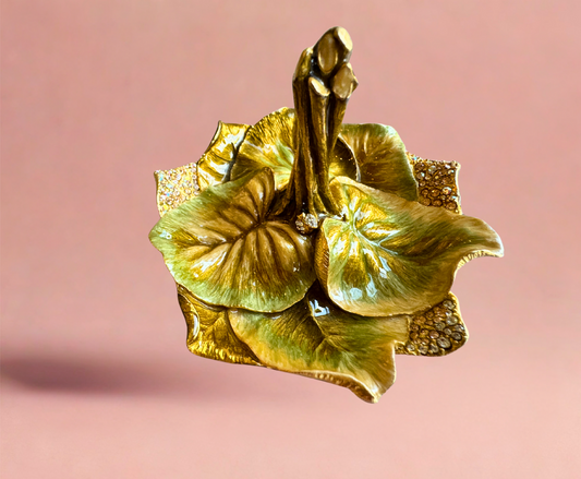 Jay Strongwater Enamel Calla Lily Ring Holder with Swarovski Crystals