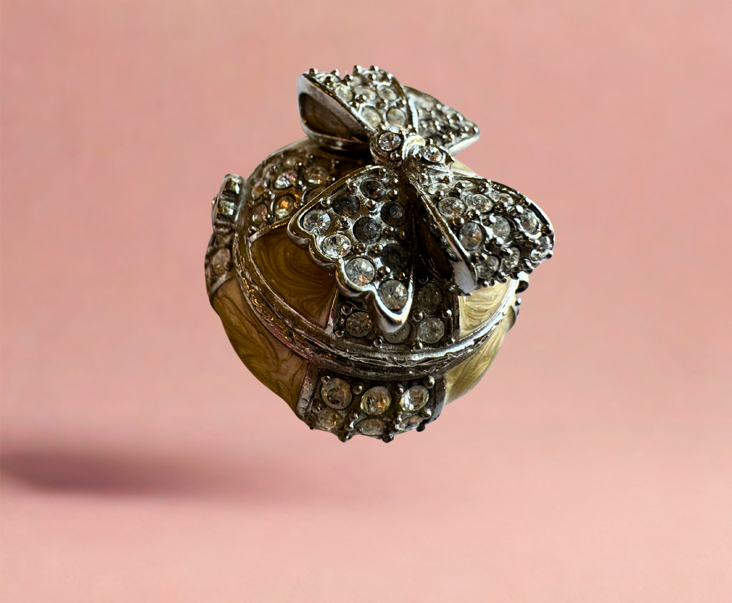 Jay Strongwater Mini Jeweled Trinket Box with Enamel & Crystal Bow
