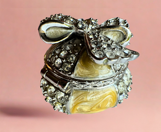 Jay Strongwater Mini Jeweled Trinket Box with Enamel & Crystal Bow