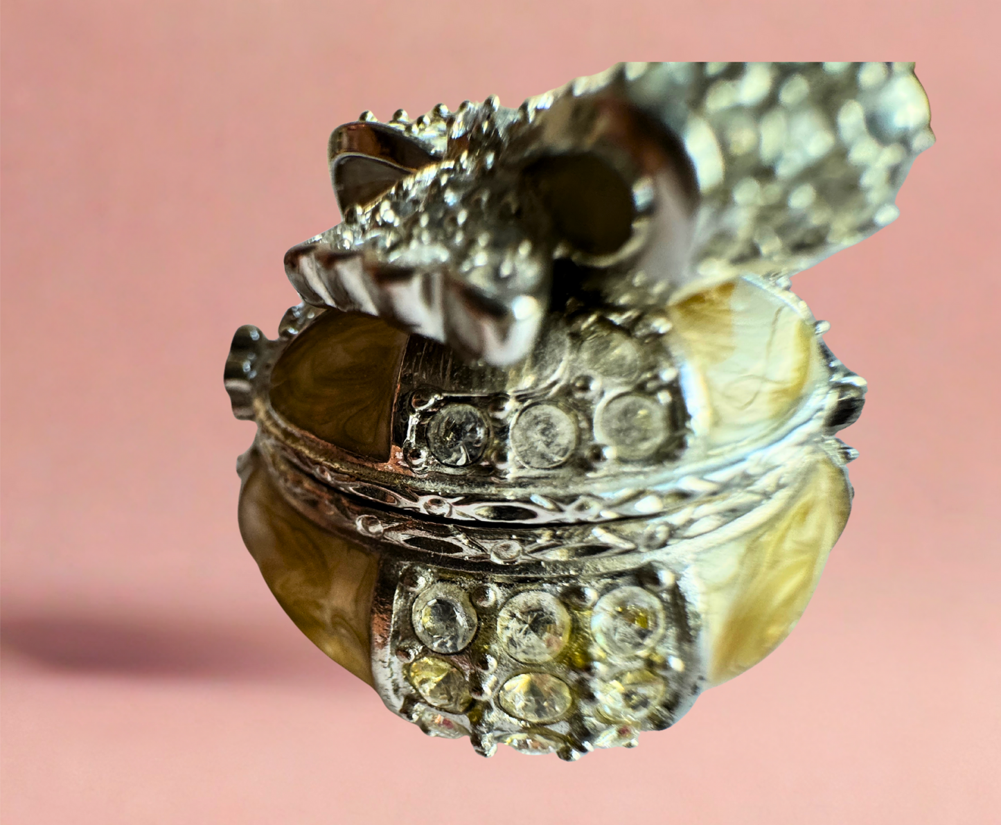 Jay Strongwater Mini Jeweled Trinket Box with Enamel & Crystal Bow