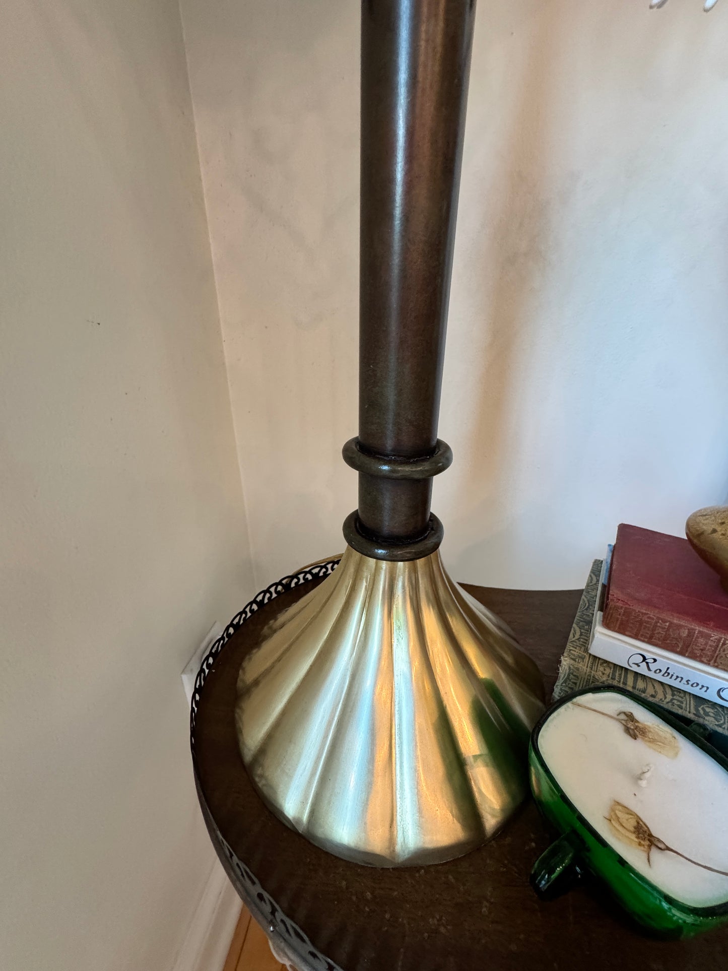 Sculptural Brushed Brass Table Lamp – 31” Tall, 11 lb Base