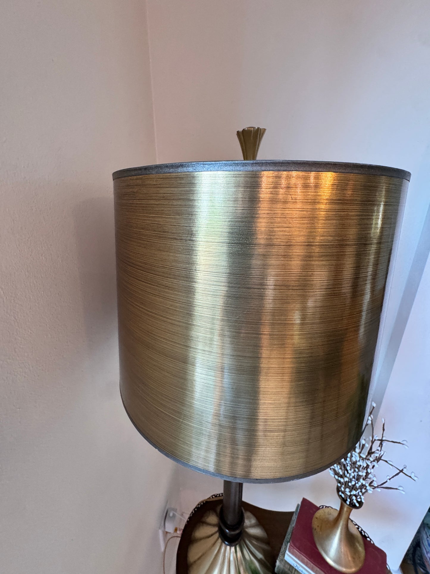 Sculptural Brushed Brass Table Lamp – 31” Tall, 11 lb Base