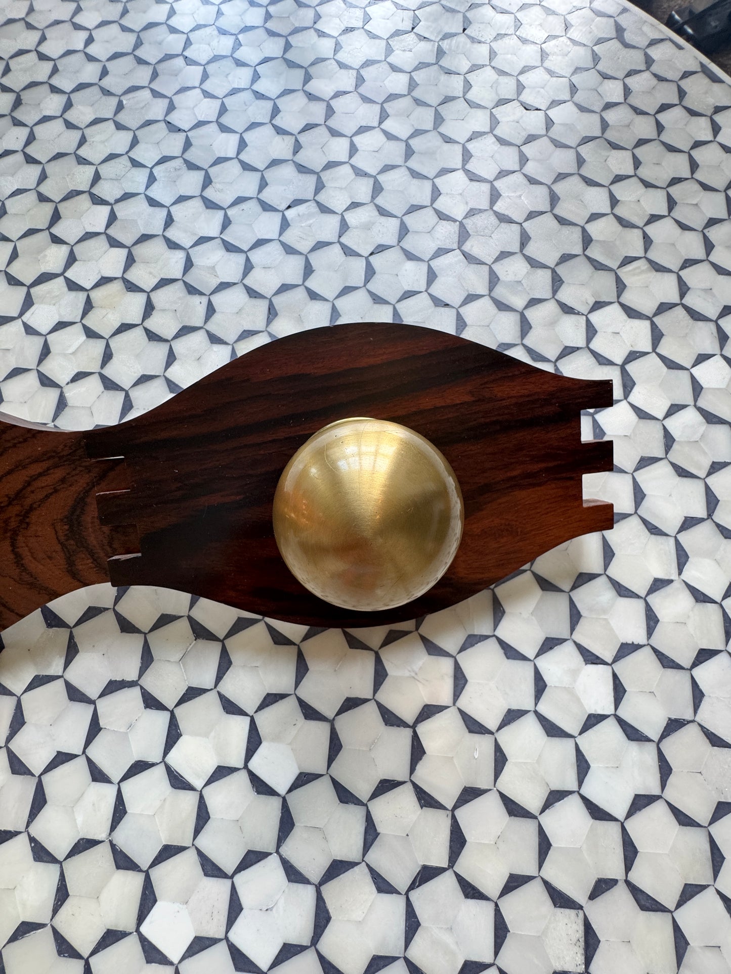 Wooden & Brass Wall-Mounted Coat Hangers – Set of Two (Swiss Find)
