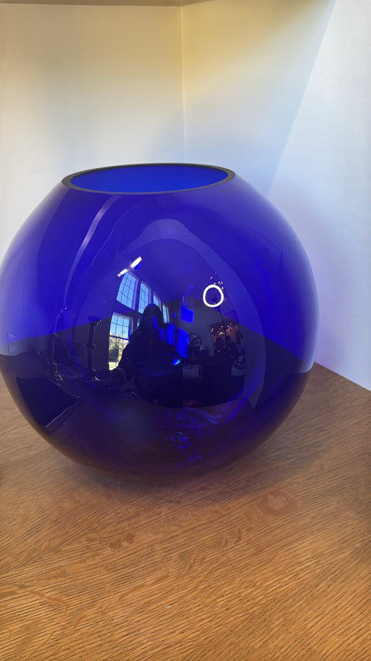 Cobalt Glass Globe Vase (Hand-Blown)