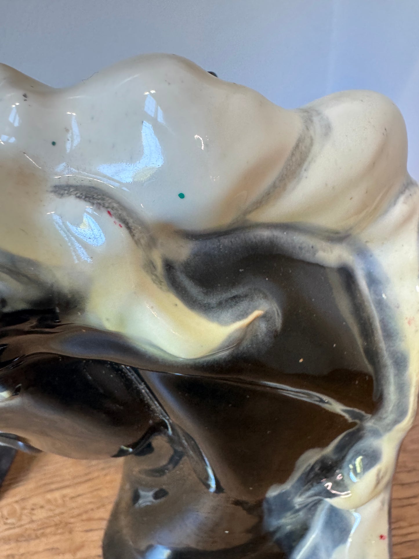 Vintage Black Ceramic Horse Head Bookends (Signed L. Hall, 1974)