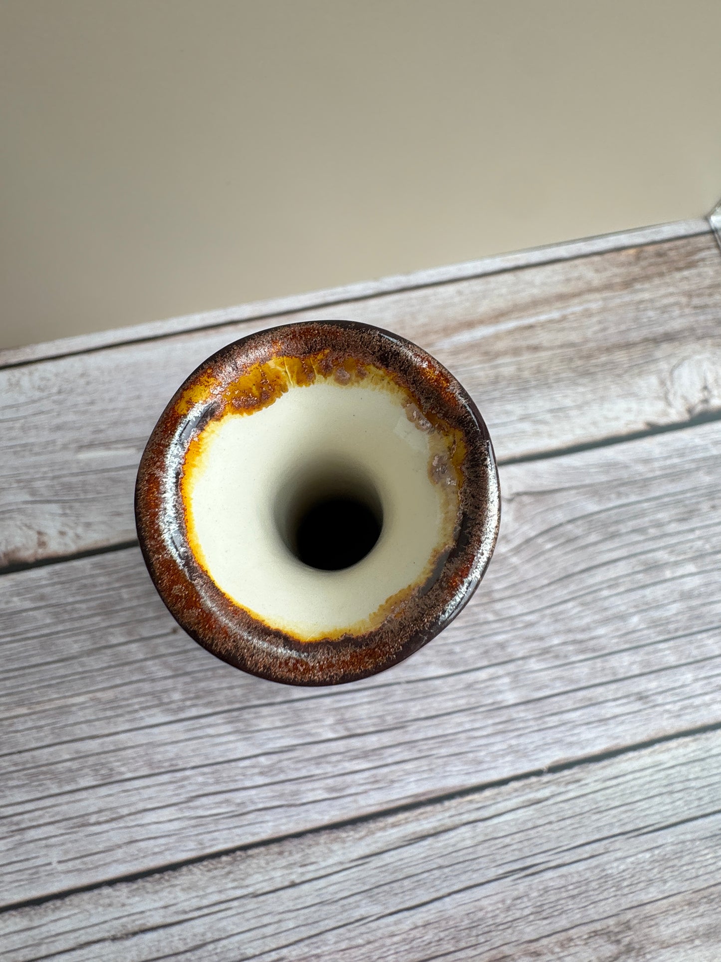Rustic Japanese-Style Bud Vase – Earthy Drip Glaze, Signed “Mark”