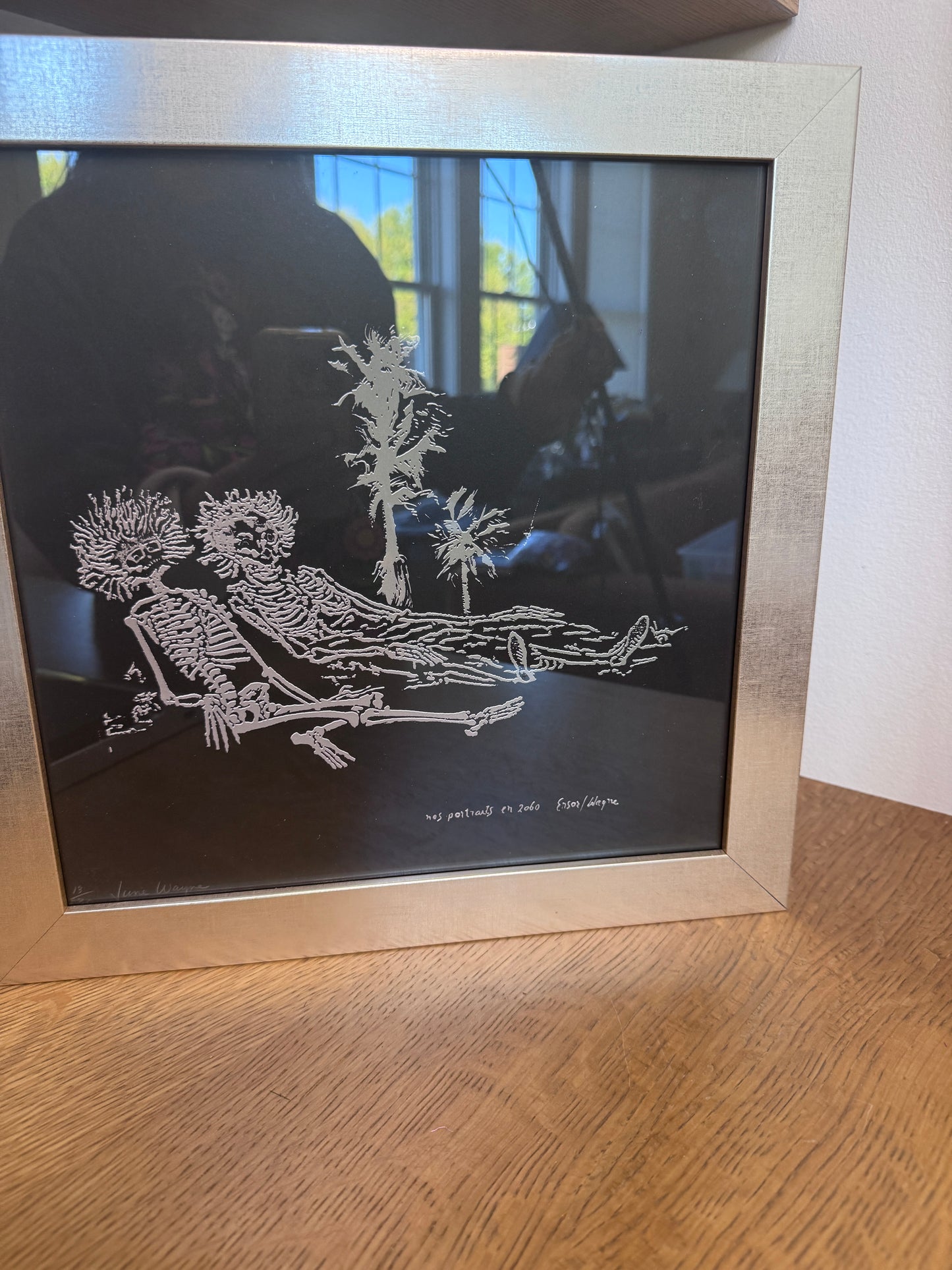 June Wayne Signed Lithograph “Nos Portraits en 2060, Ensor/Wayne” – 1991 – Limited Edition 13/30