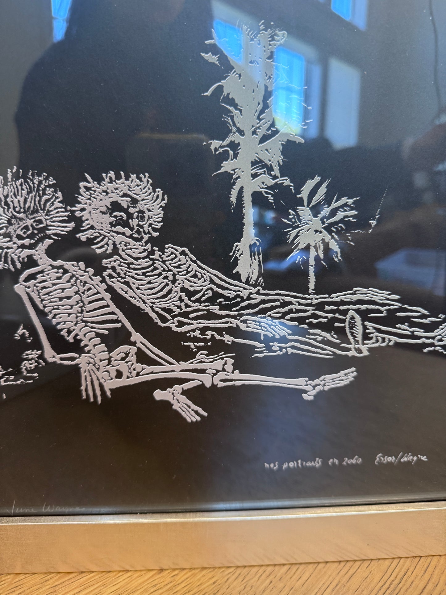 June Wayne Signed Lithograph “Nos Portraits en 2060, Ensor/Wayne” – 1991 – Limited Edition 13/30