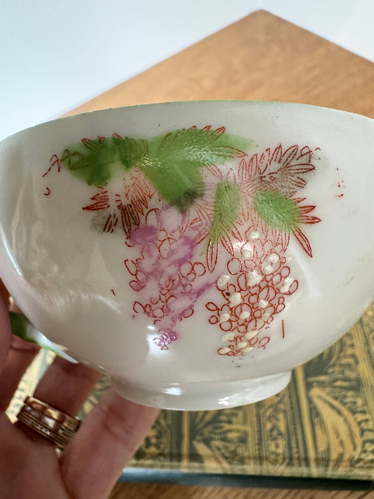 Vintage Japanese Scenic Teacups & Saucers – Pair with Gold Trim and Landscape Motifs