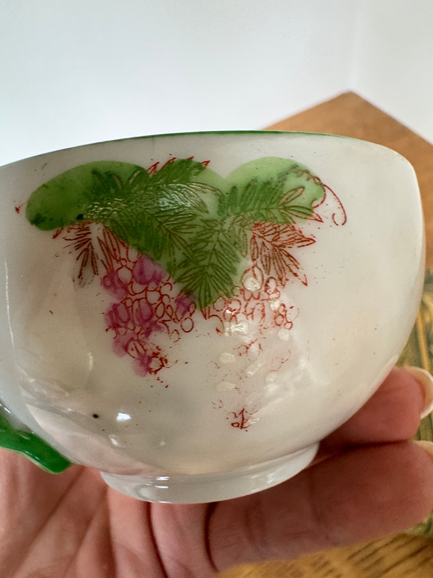 Vintage Japanese Scenic Teacups & Saucers – Pair with Gold Trim and Landscape Motifs