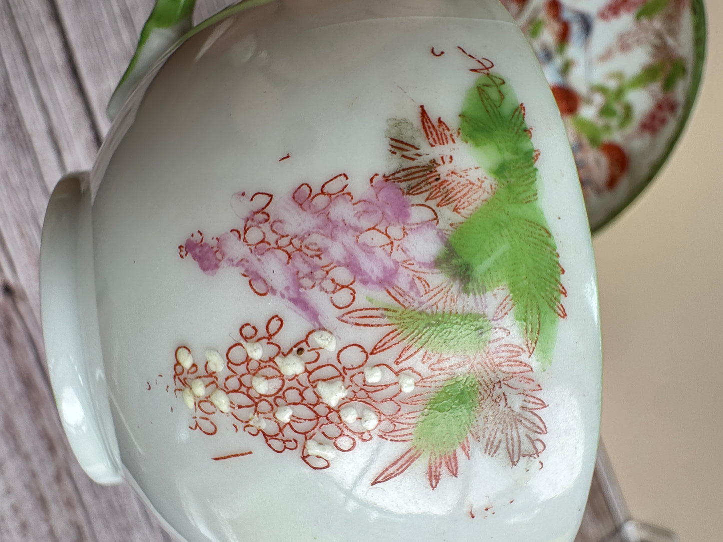 Vintage Japanese Scenic Teacups & Saucers – Pair with Gold Trim and Landscape Motifs