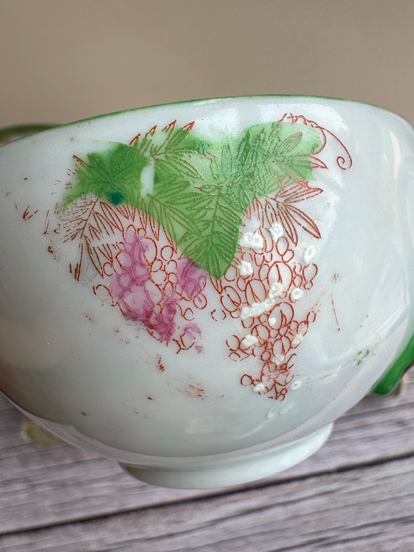 Vintage Japanese Scenic Teacups & Saucers – Pair with Gold Trim and Landscape Motifs