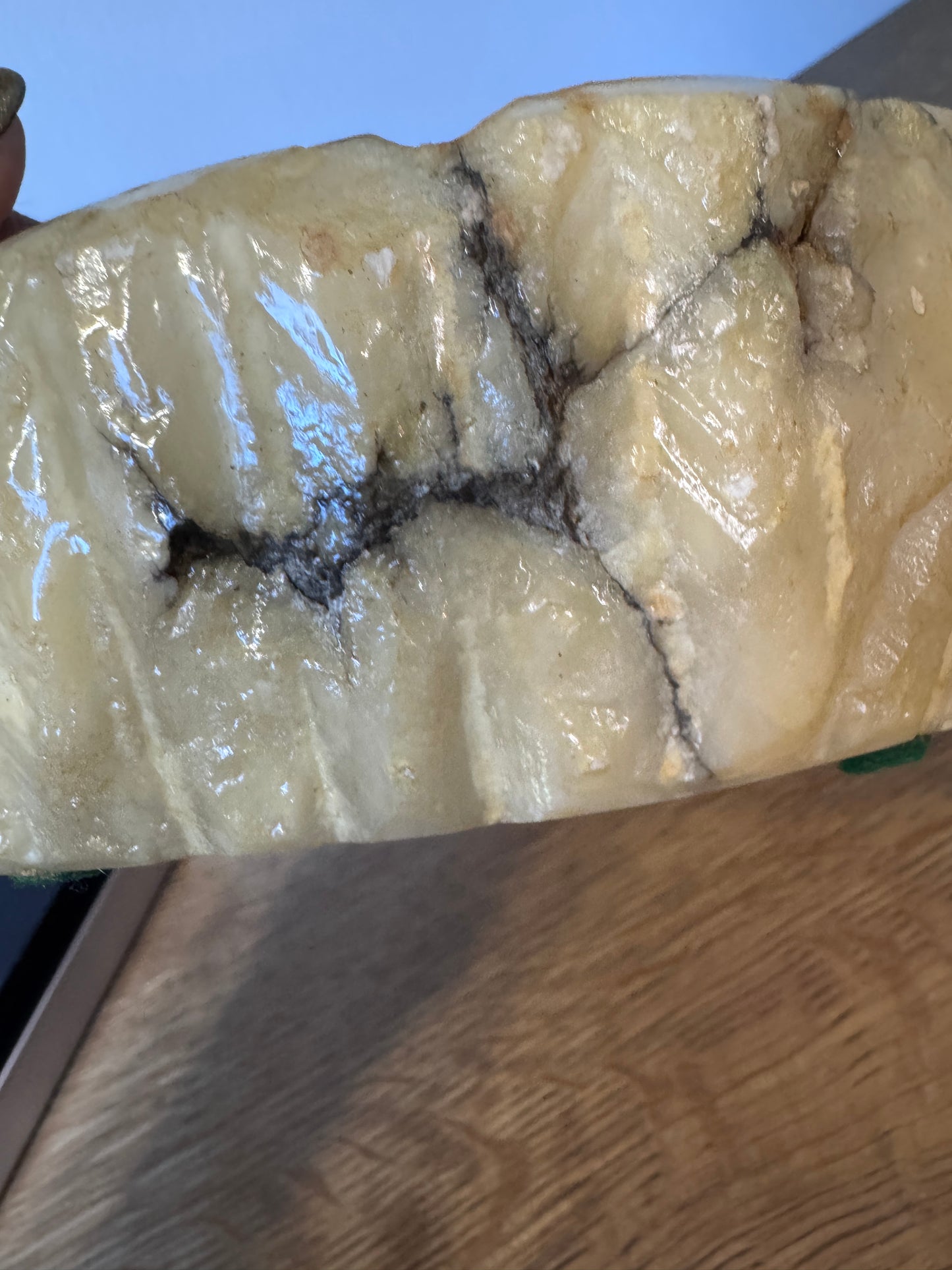 Vintage Hand-Carved Alabaster Ashtray | Mid-Century Italian Marble Stone | Heavy Sculptural Trinket Bowl