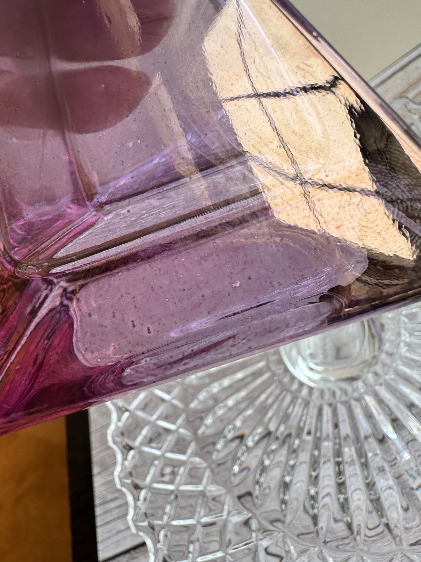 Illusions Pyramid Perfume Bottle – Amethyst and Emerald Art Glass with Gold Collar