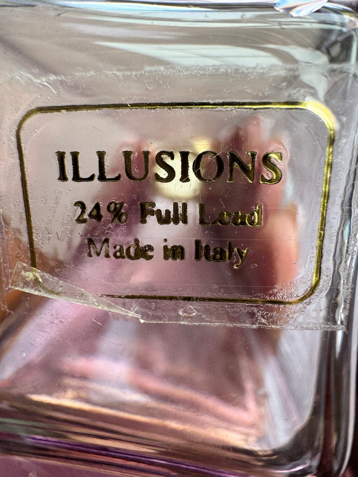 Illusions Pyramid Perfume Bottle – Amethyst and Emerald Art Glass with Gold Collar