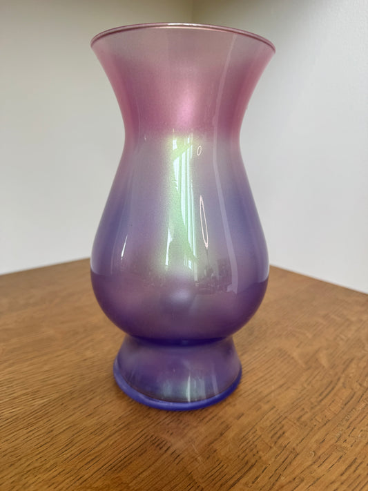 Iridescent Lavender Ombré Glass Vase – Modern Frosted Pink & Purple Home Decor