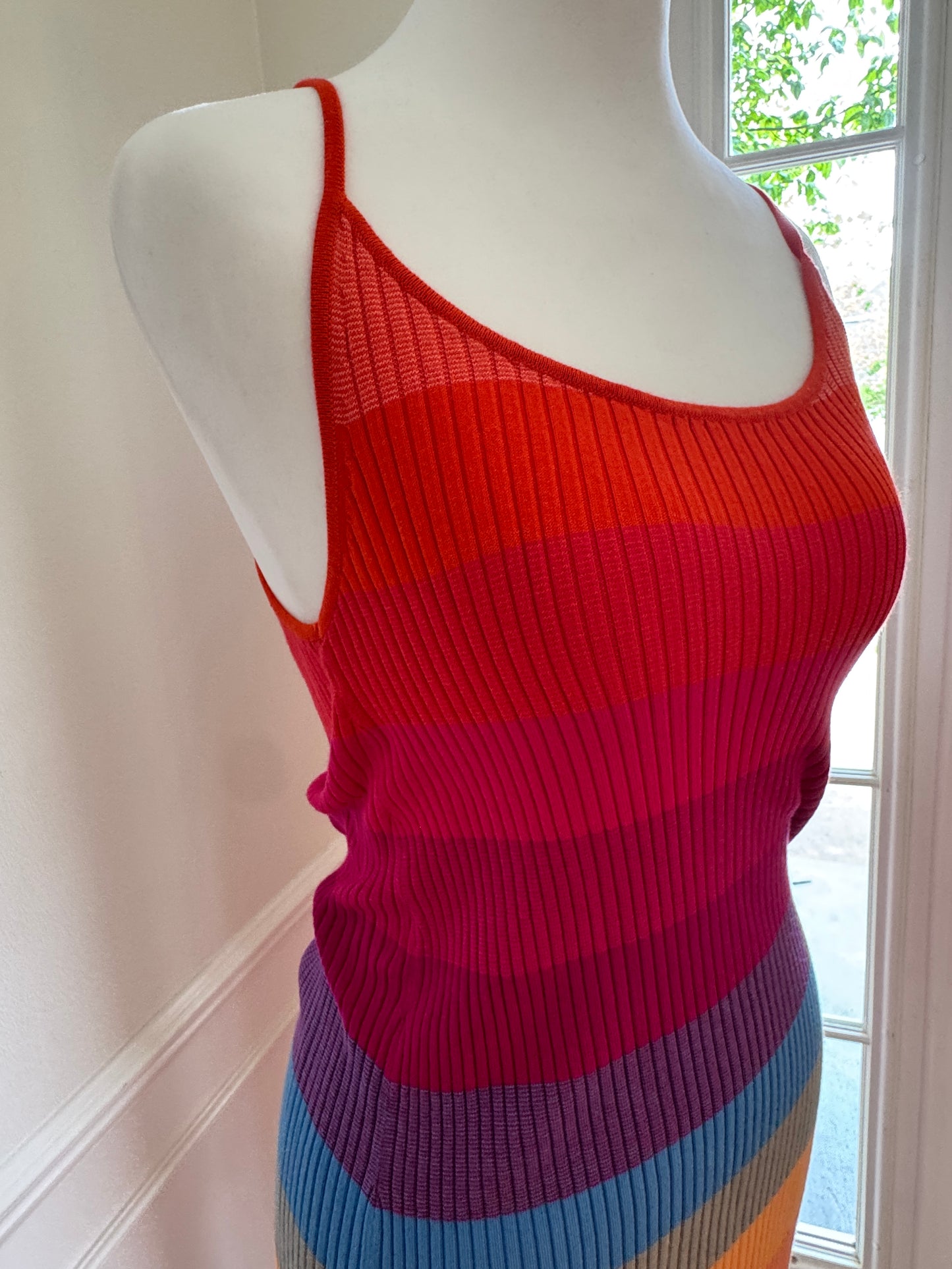 Banana&nbsp;Republic Rainbow Stripe Ribbed Knit Midi Dress – Size Small