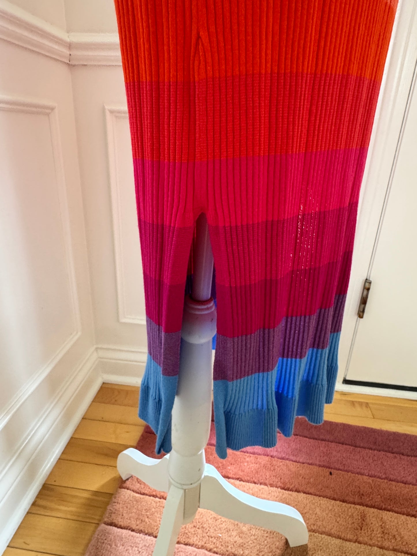 Banana&nbsp;Republic Rainbow Stripe Ribbed Knit Midi Dress – Size Small