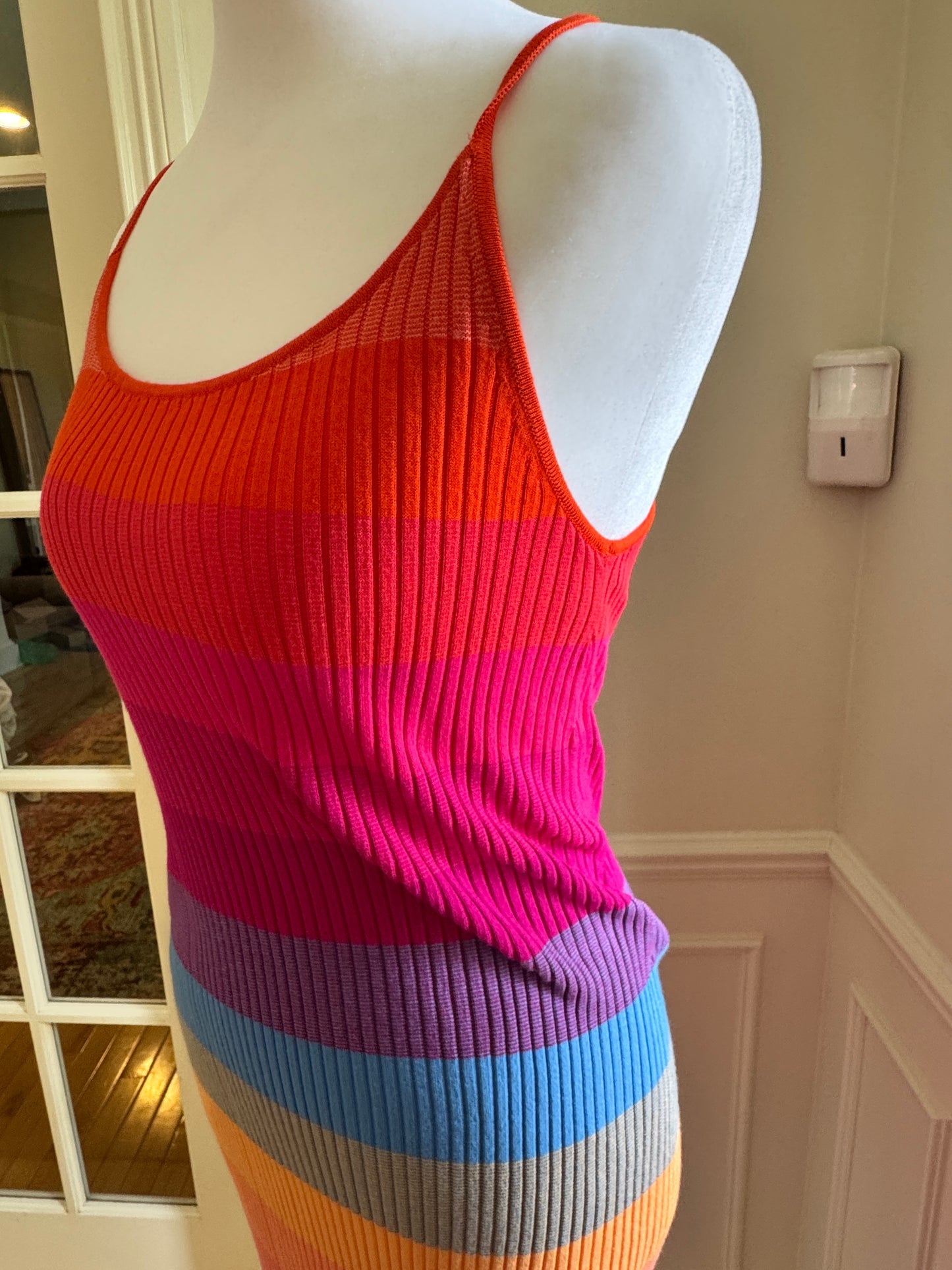 Banana&nbsp;Republic Rainbow Stripe Ribbed Knit Midi Dress – Size Small