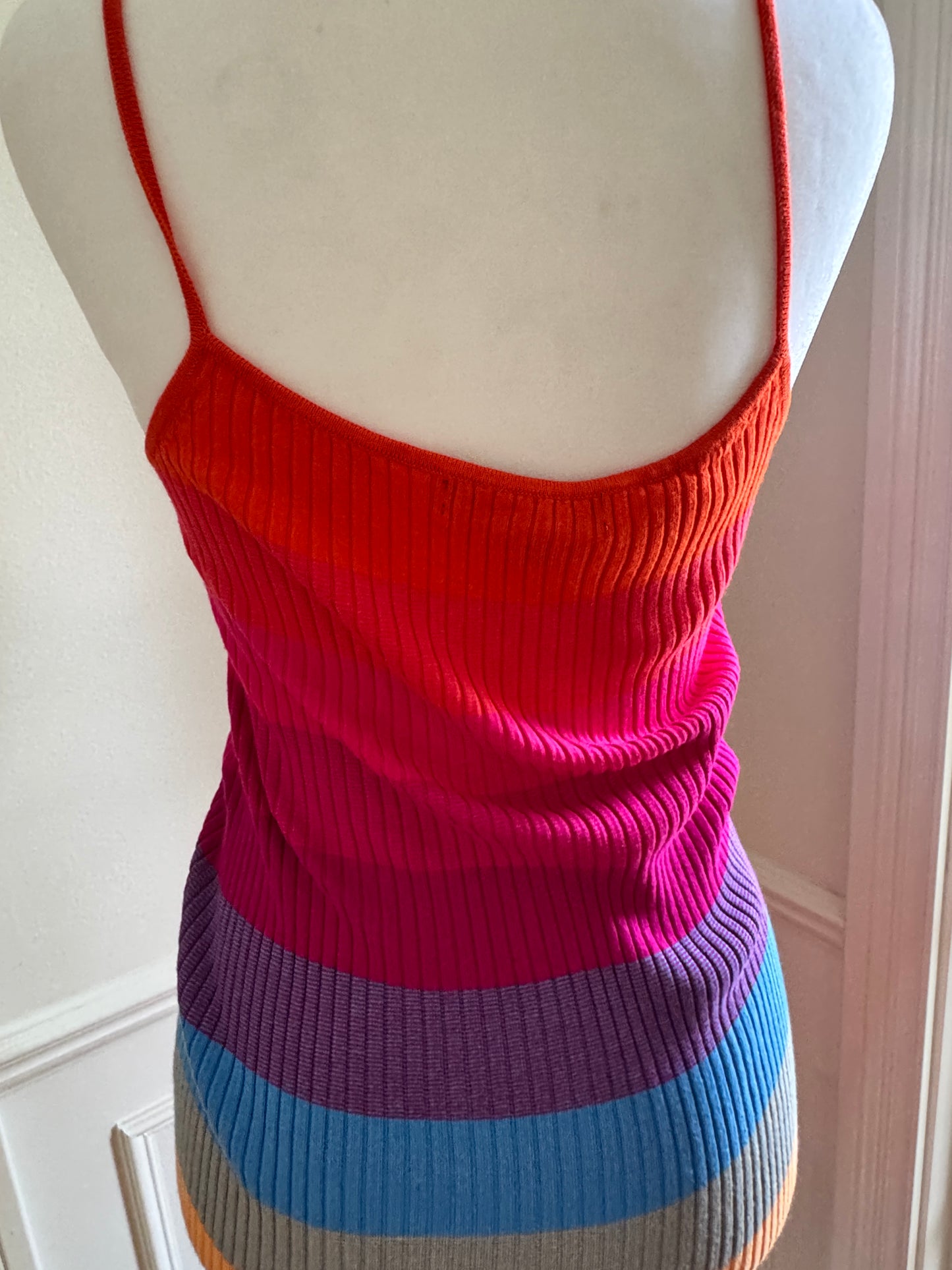 Banana&nbsp;Republic Rainbow Stripe Ribbed Knit Midi Dress – Size Small