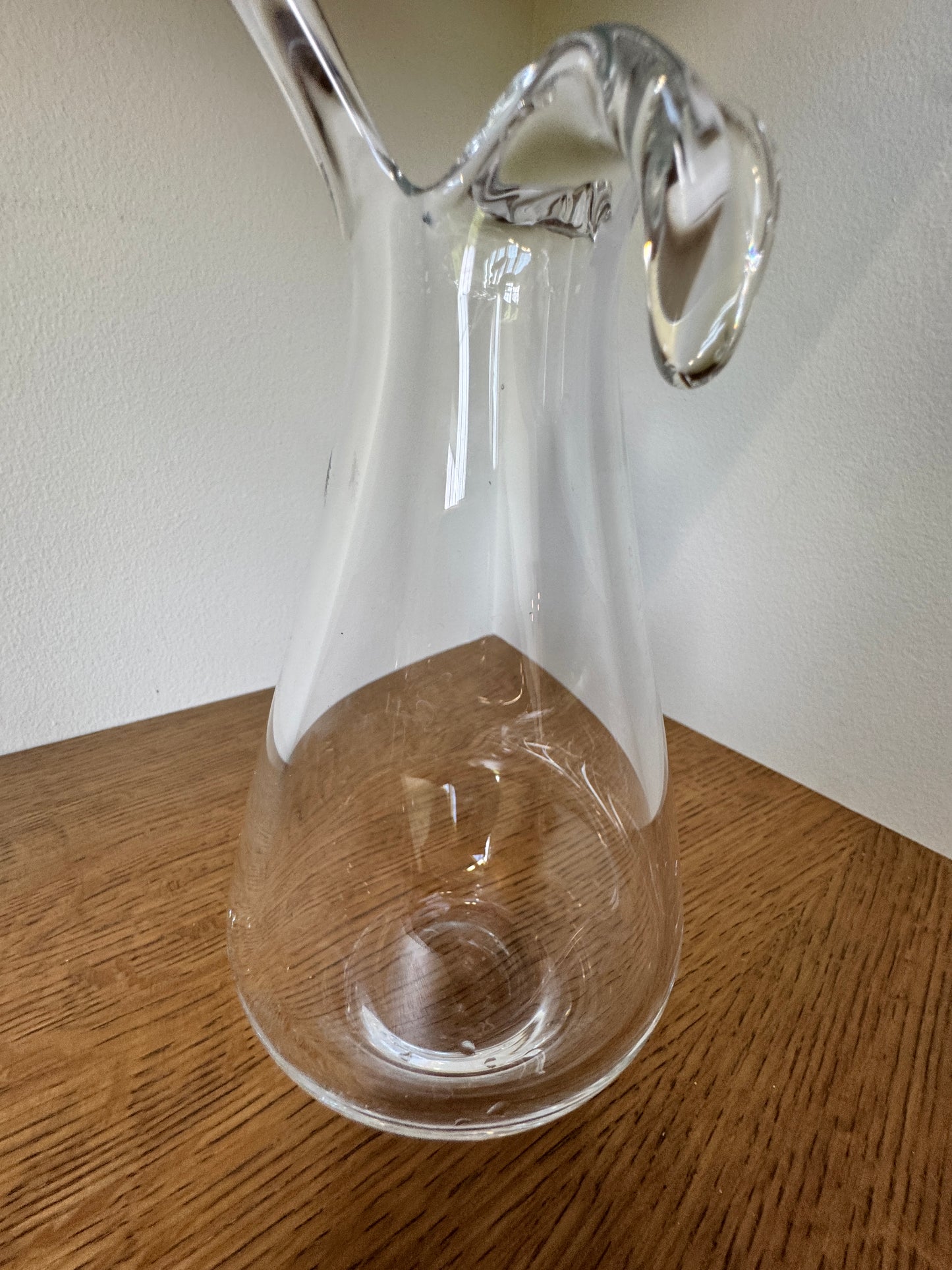 Mid-Century Scandinavian Glass Vase – Etched “S” Mark, Clear Art Glass, 10” Tall