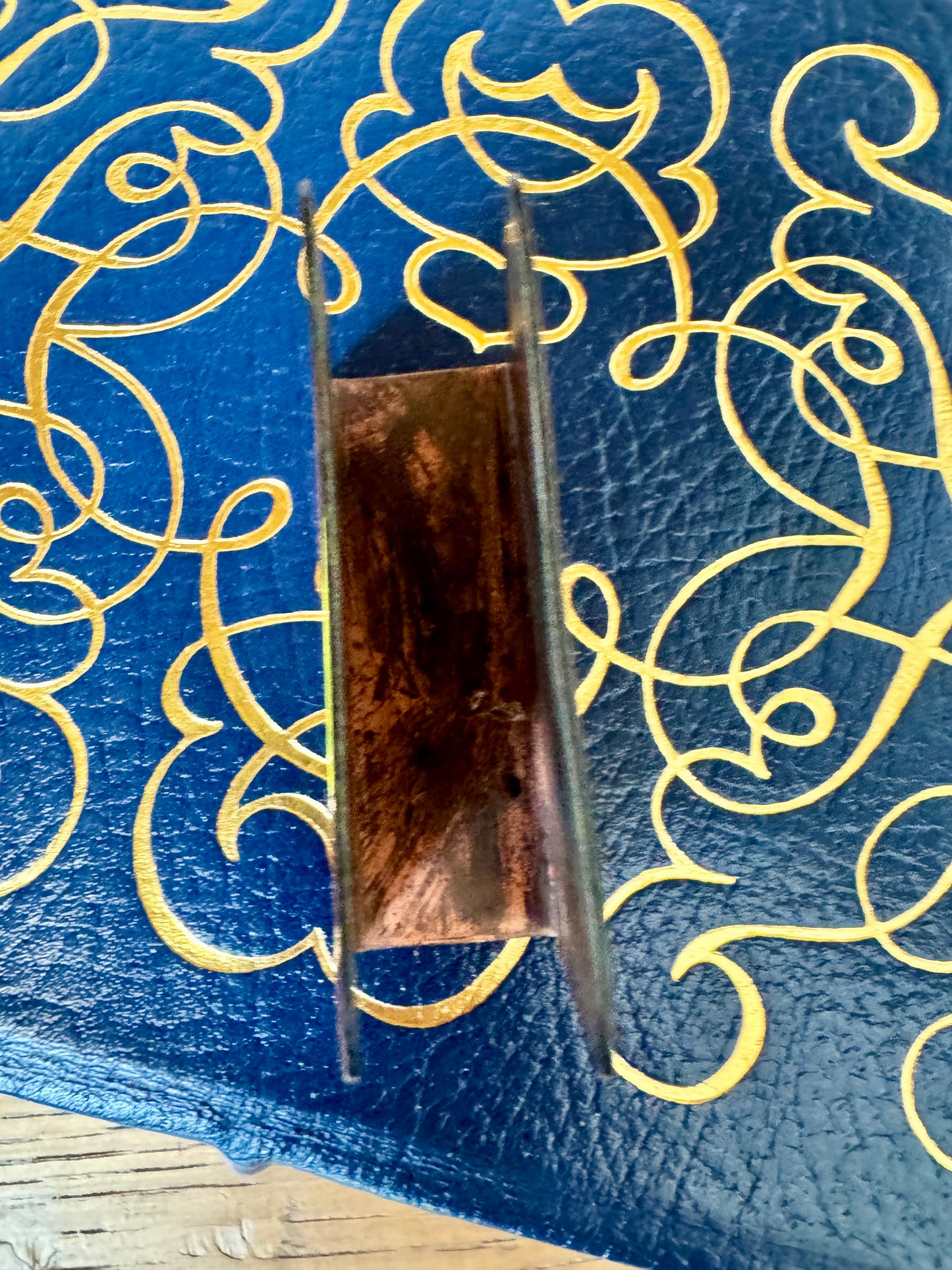 Hand-Painted Copper Match Holder with Butterflies + Vintage Matchbox – 2.25”