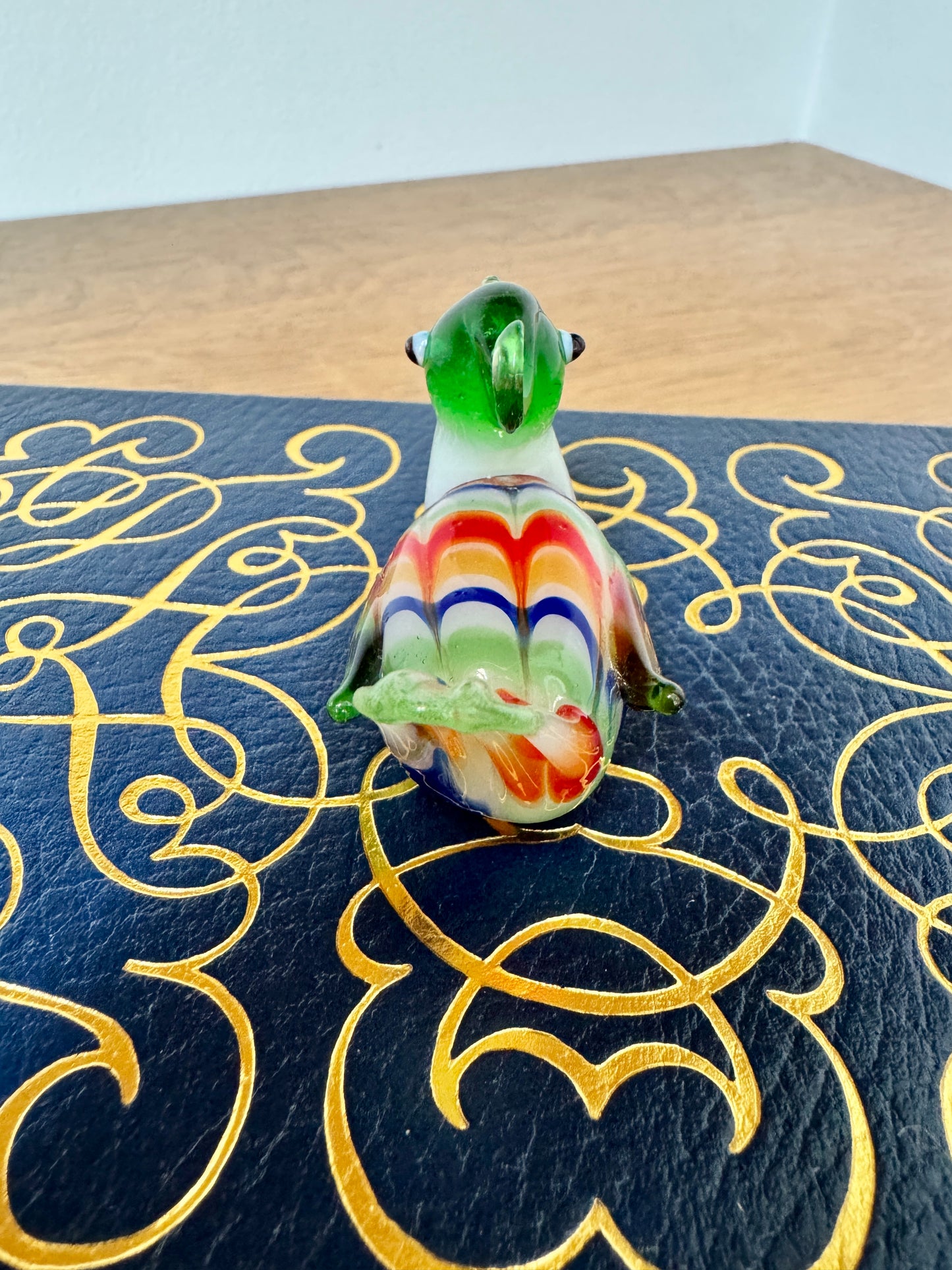 Murano Style Multicolor Glass Bird Figurine – Handblown Art Glass, 3”