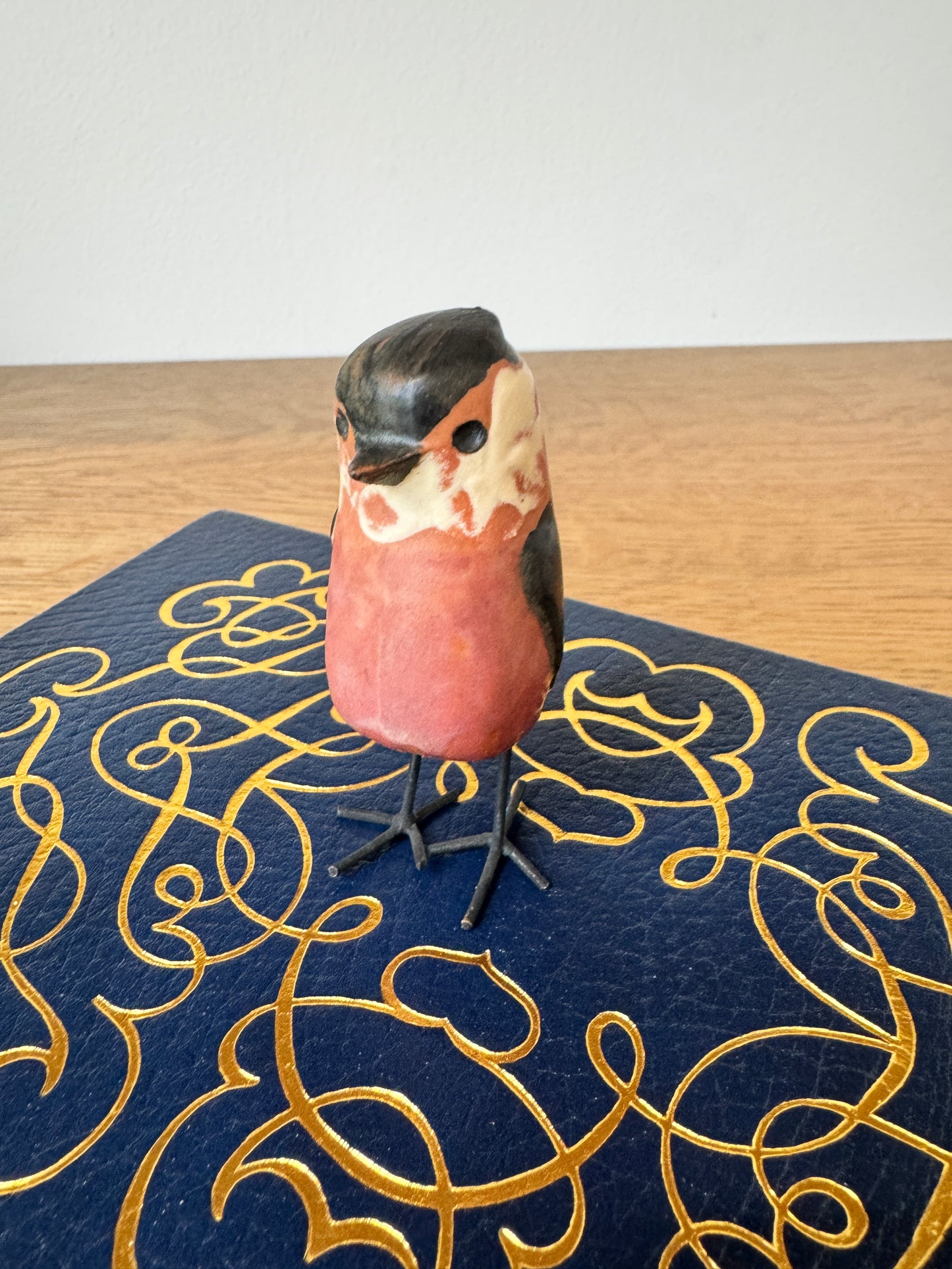 Hand-Painted Ceramic Bird Figurine with IRon Legs - 3" Tall