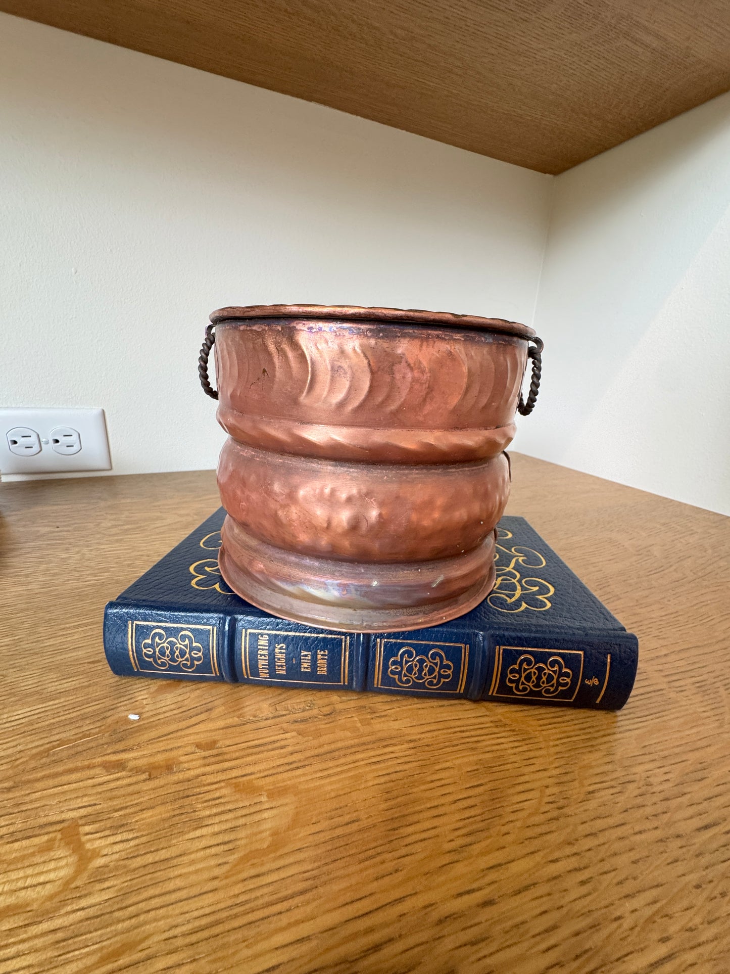 Swiss Handmade Copper Planter with Twisted Ring Handles - 5" x 6"