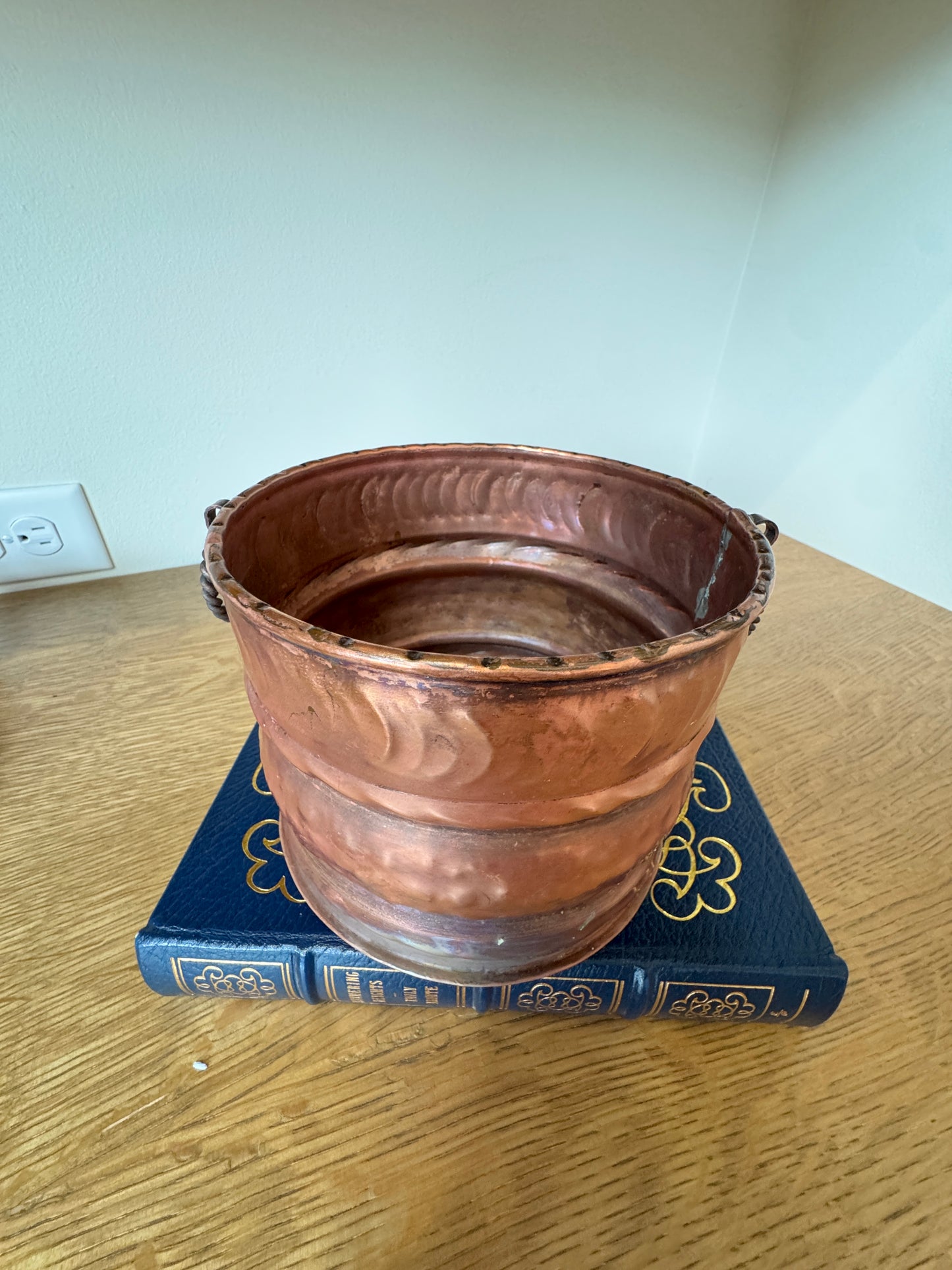 Swiss Handmade Copper Planter with Twisted Ring Handles - 5" x 6"