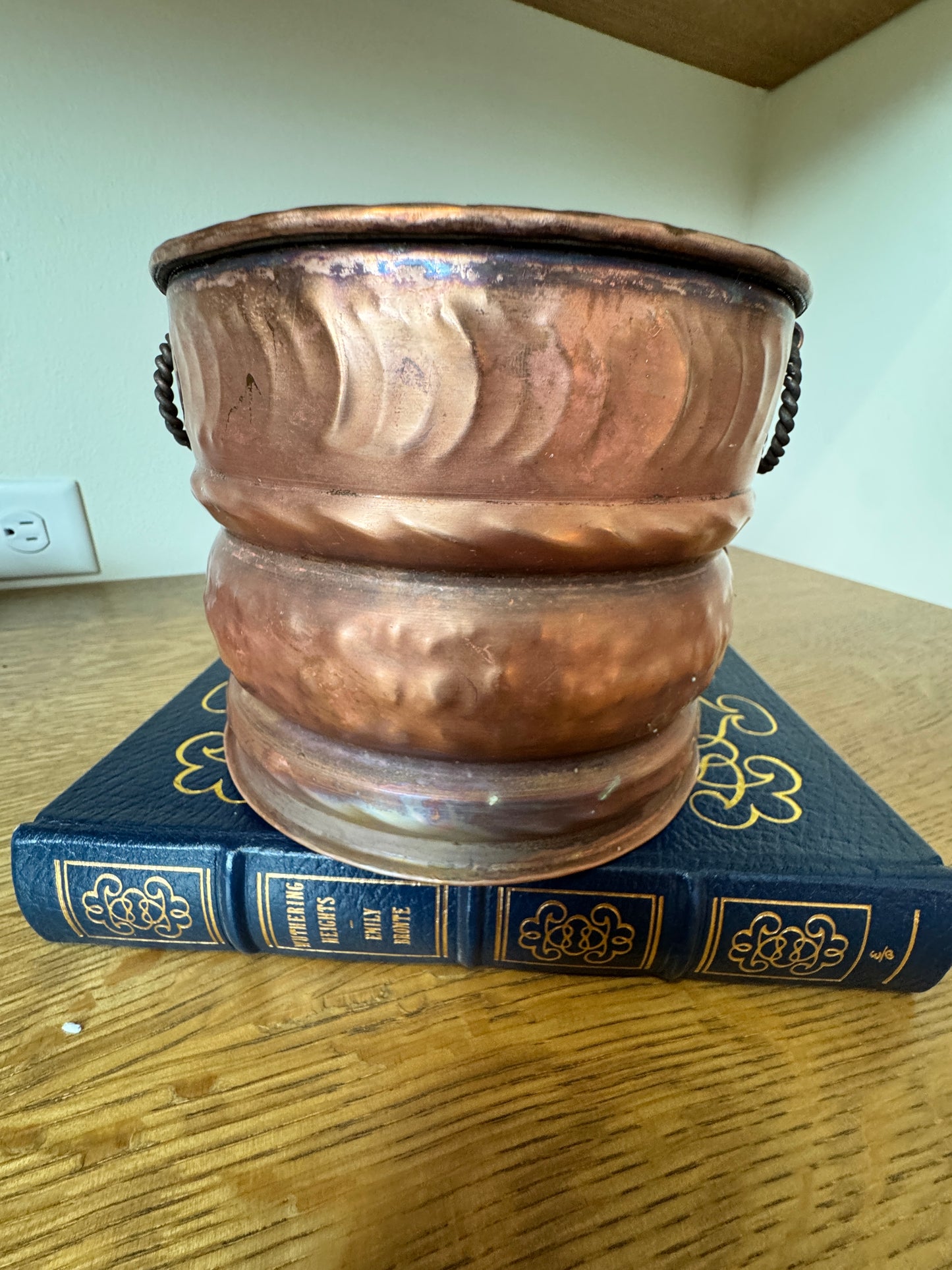 Swiss Handmade Copper Planter with Twisted Ring Handles - 5" x 6"