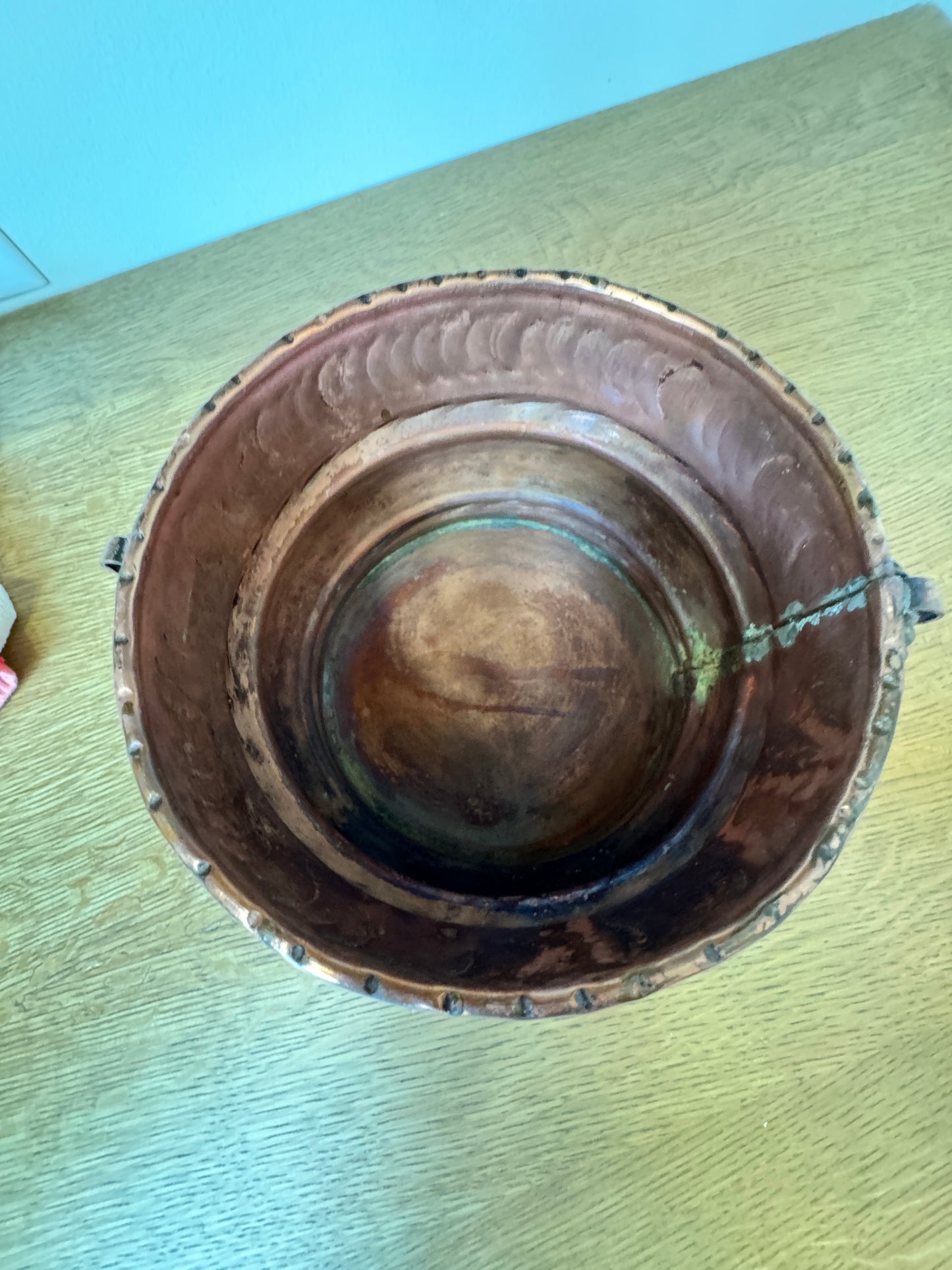 Swiss Handmade Copper Planter with Twisted Ring Handles - 5" x 6"