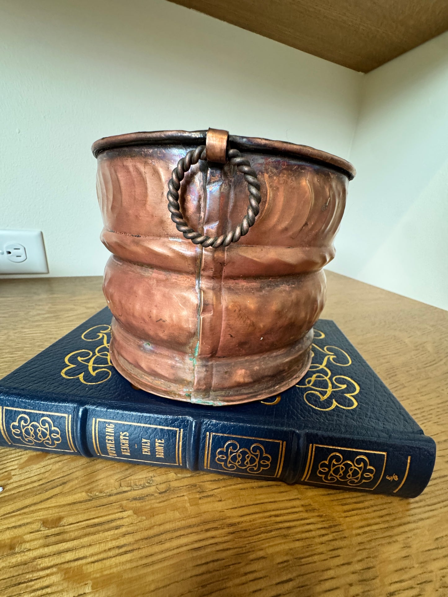 Swiss Handmade Copper Planter with Twisted Ring Handles - 5" x 6"