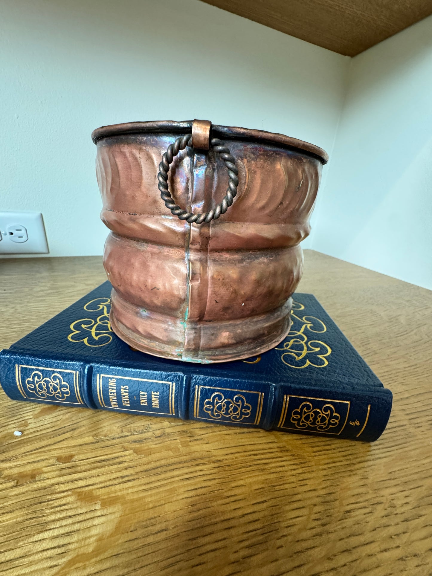 Swiss Handmade Copper Planter with Twisted Ring Handles - 5" x 6"