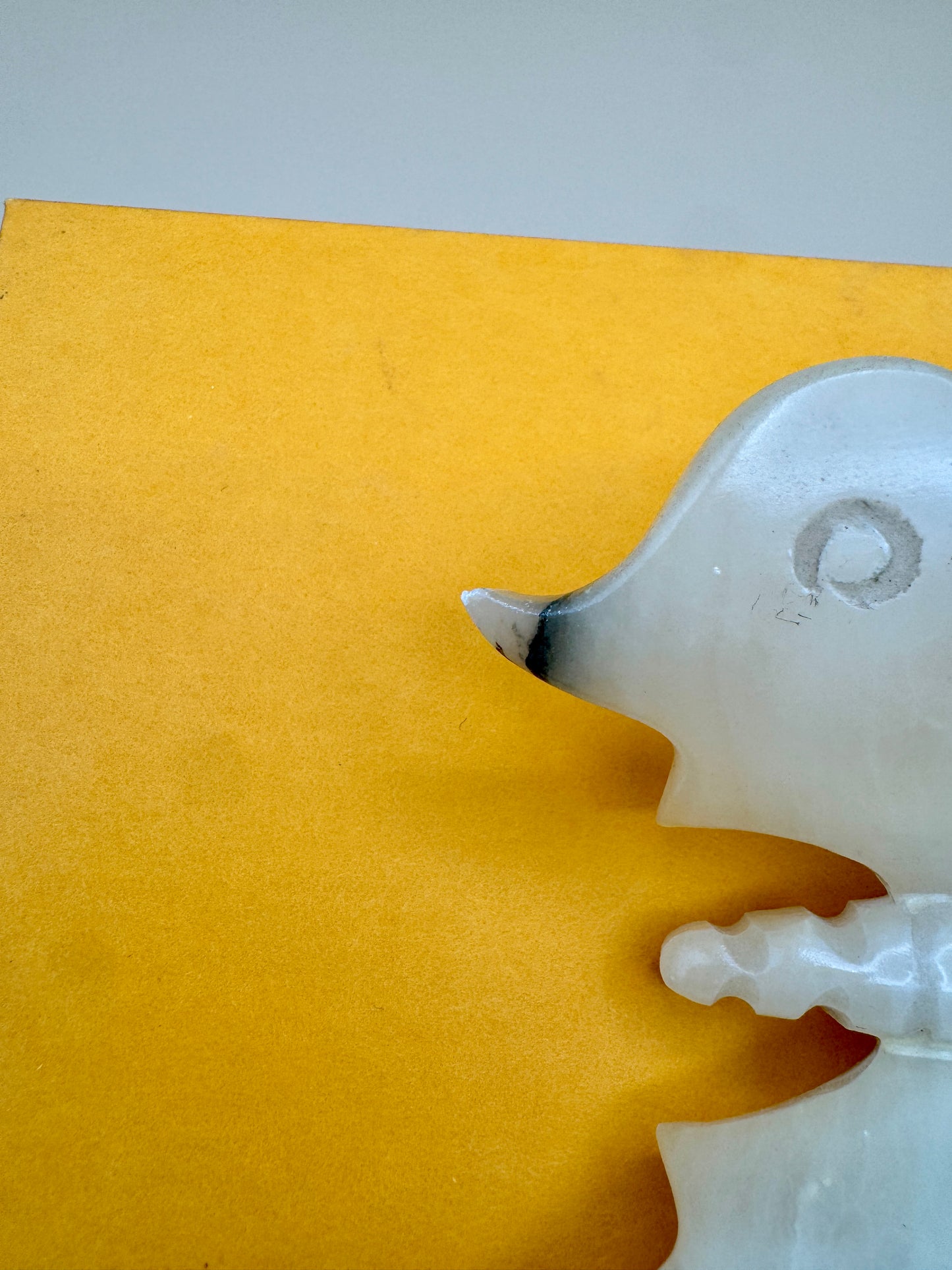 Vintage Alabaster Butterfly Figurine – Carved Stone Accent with Natural Wear