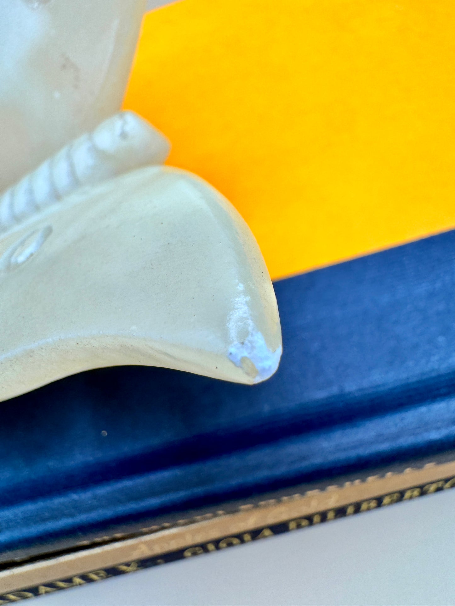 Vintage Alabaster Butterfly Figurine – Carved Stone Accent with Natural Wear
