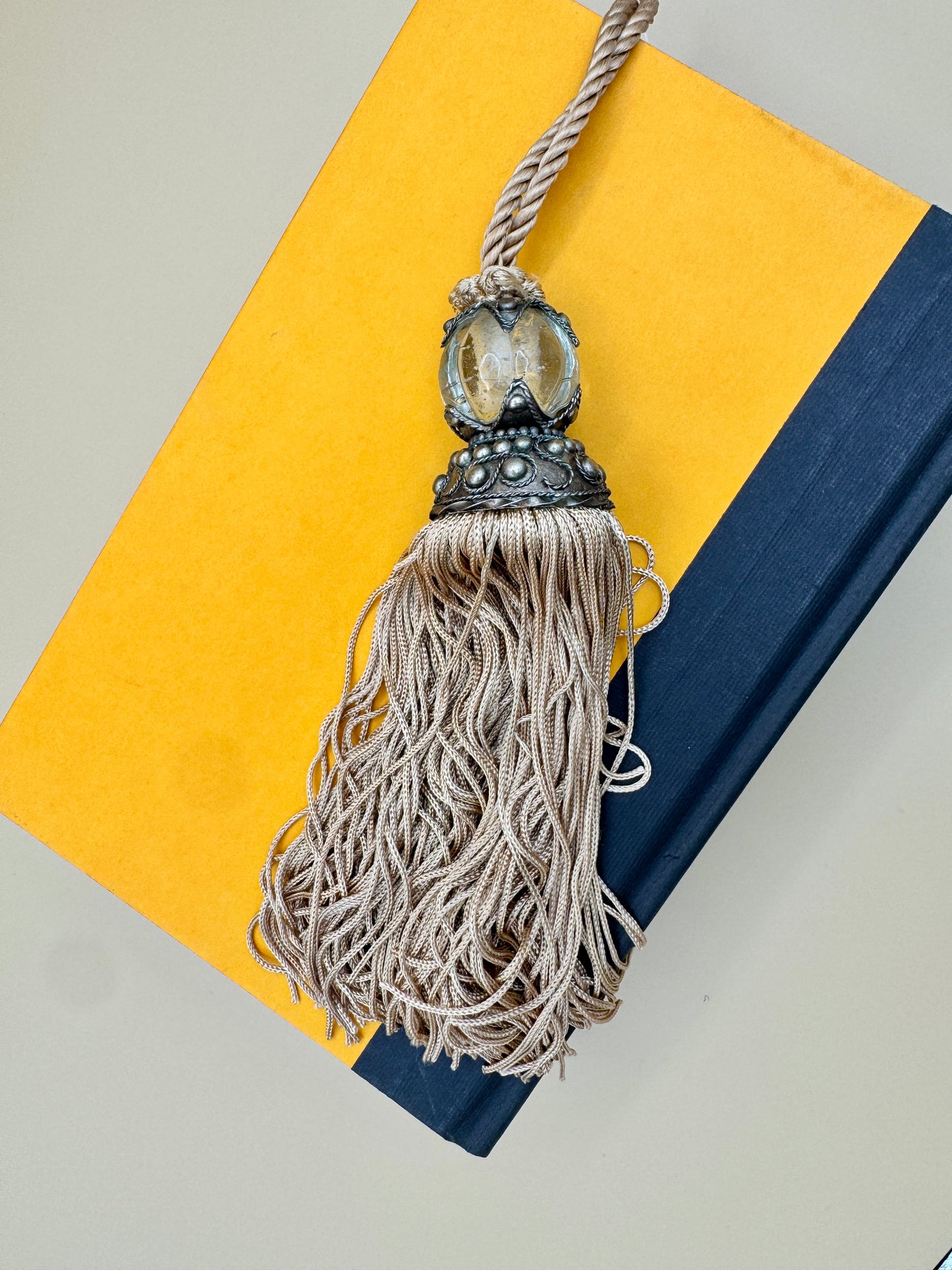 Gold Drapery Tassel with Glass and Metal Accent – Curtain Tieback