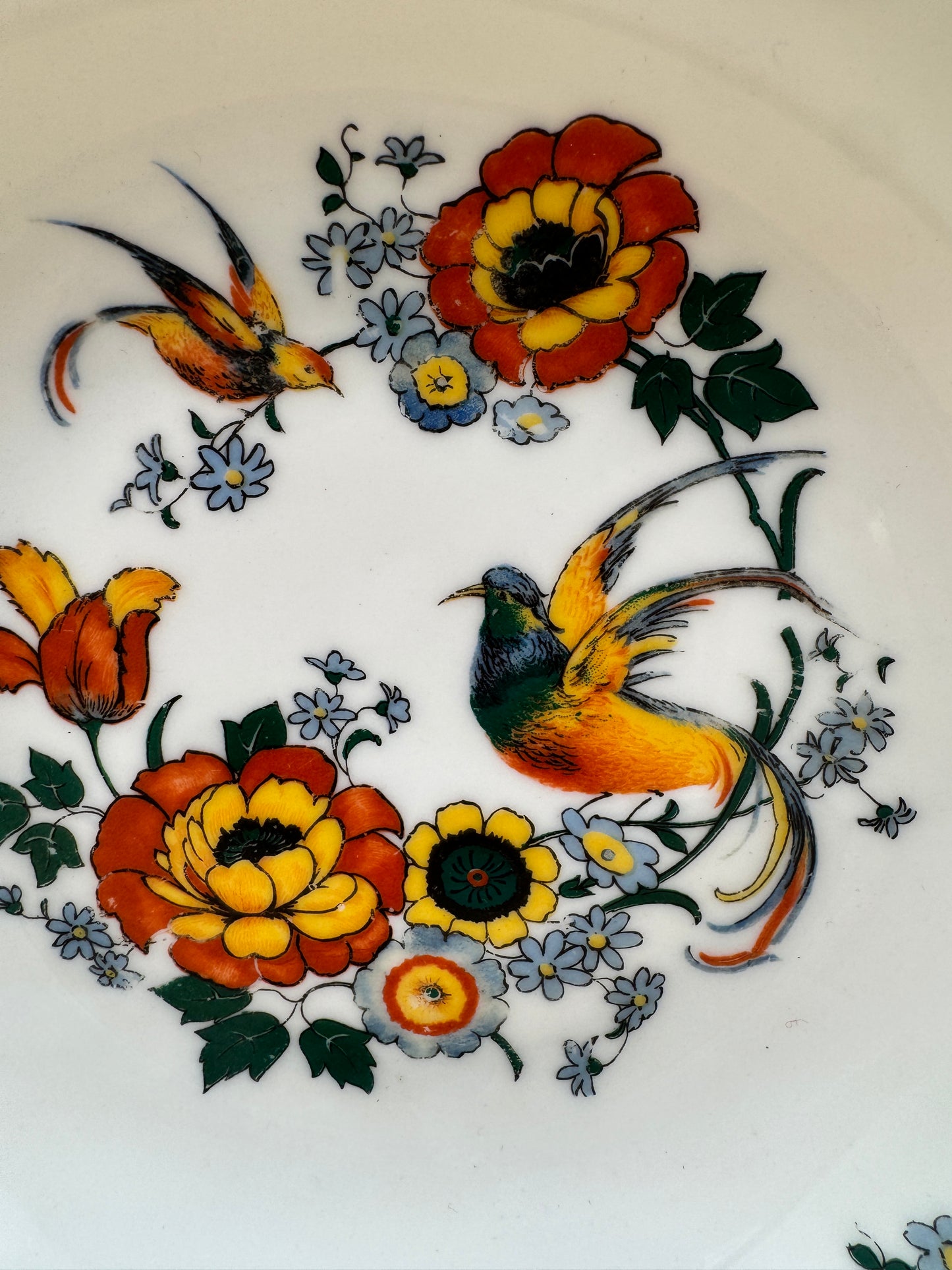 Gebrüder Benedikt Porcelain Bowl – Bird & Floral Design, Czechoslovakia, 8.5”