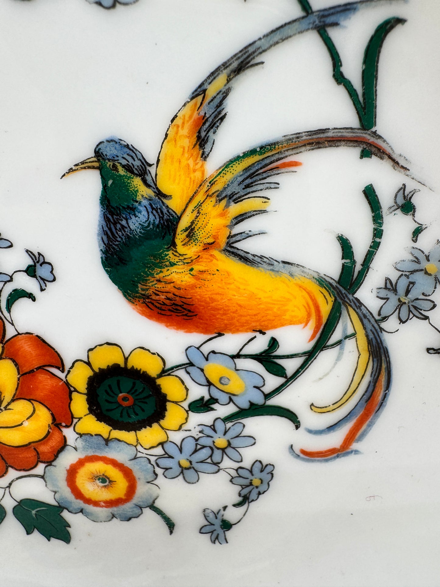 Gebrüder Benedikt Porcelain Bowl – Bird & Floral Design, Czechoslovakia, 8.5”