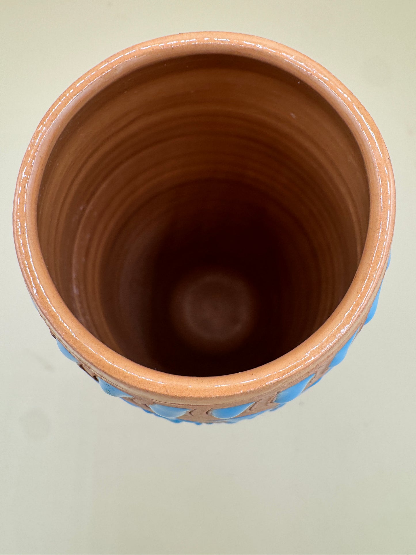 Handmade Greek Vase by Lindos Keramik – Blue & Terracotta Pottery from Rhodes, Greece