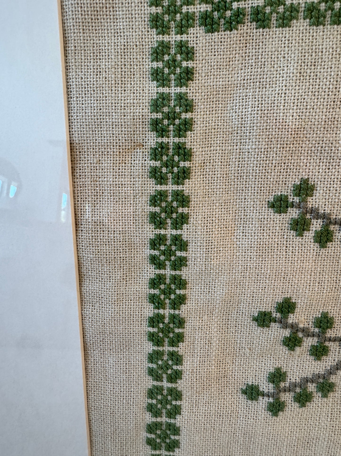 Framed Danish Cross Stitch – 1969 Haandarbejdets Fremme “Birds in Tree” Design