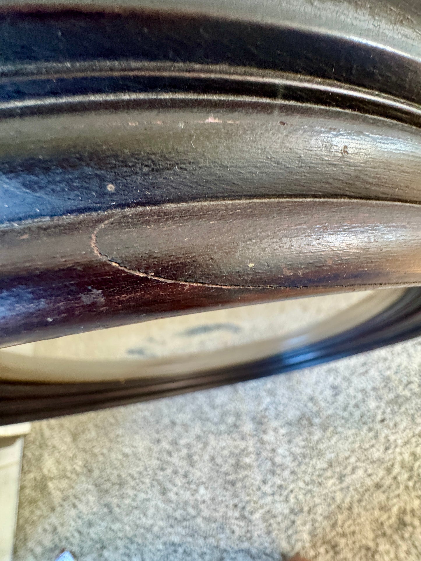 Victorian Mourning Portrait in Original Oval Wood Frame – 25" Antique Memorial Artwork