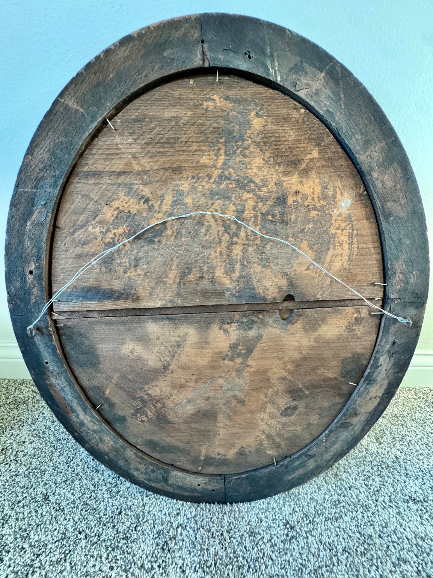 Victorian Oval Portrait Photograph in Original Wood Frame – 19th Century Antique Wall Art (25”)